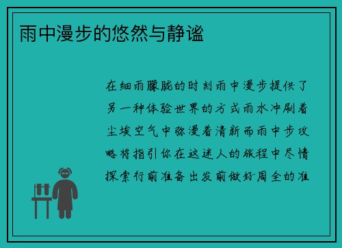 雨中漫步的悠然与静谧